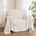 MEETSKY Oversized Chair Cover Washable Armchair Sofa Cover for Dog, Couch Protector for Sofa Single Cover, Small Couch Cover Sofa Throw Cover with Tassel, 71" x 91", Beige