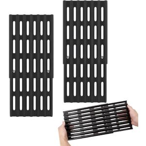 2-Pack Adjustable Cooking Grates – 6" Wide Universal Replacement Grill Grid for BBQ Grills, Universal Cooking Grates for Gas Grills, Extends from 12" to 19" in Depth, Porcelain Steel