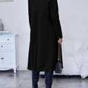 Saodimallsu Womens Winter Double Breasted Pea Coats Long Trench Coat Casual Work Office Overcoat with Pocket (Black, XL)