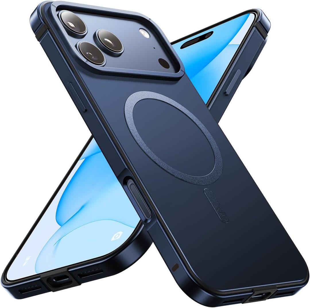 Magnetic for iPhone 17 Pro Case, [Metal Frame Grip] Fit for MagSafe [Military-Grade Protection] with Shockproof Scratch-Resistant Lining Slim Cover for iPhone 17 Pro Phone Case,Blue