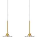 2-Pack Glass Pendant Lights Kitchen Island, 7" Modern Gold Pendant Lighting Adjustable Hanging Light Fixtures for Kitchen, Dining Room, Bathroom, Bedroom