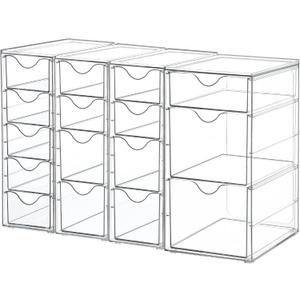 Vtopmart Acrylic Organizer with 16 Drawers (4 Set),Clear Storage Drawers for Office Supplies,Desk Organization and Storage for Makeup,Jewelry,Art Crafts