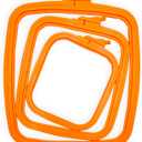 Nurge Square Embroidery Hoop - Plastic Cross Stitch Frame for Needlepoint & Embroidery - Adjustable Craft Hoop - Orange - Set of 3