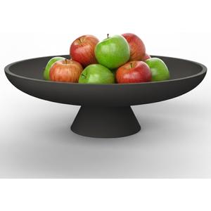 Modern Concrete Pedestal Fruit Bowl Handmade 12" Centerpiece for Kitchen Counter, Coffee Table & Entryway Non-Slip Cork Base, Heavy Duty Home Decor Tray for Keys, Storage Black