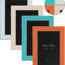 VIOLABBEY 4"x6" Picture Frames Set of 4, Colorful Photo Frame of Modern Style, High Definition Tempered Real Glass, Wall Mounted or Tabletop Display (Blue+Light Blue+Orange+Apricot)