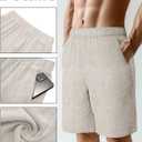 Neer 2 Pack Men's Linen Shorts Casual Lightweight Elastic Waist Summer Plus Size Vacation Beach Shorts with Pockets (X-Large, Black, Light Khaki)