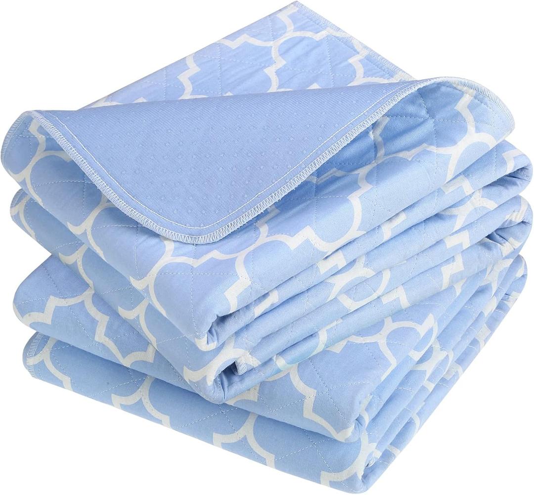 OUTCREATOR Washable Bed Pads 34" x 56" (Pack of 2), Incontinence Mattress Protector, Anti-Slip Waterproof Underpads for Adults Kids Elderly Pets, Absorbency & Reusable Bedwetting Pads (Blue)