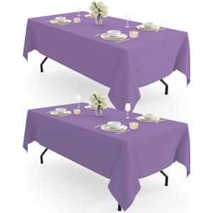 Pureegg Rectangle Table Cloth 60" x 102" Durable Polyester Tablecloth Offers Reusable & Washable Protection, Ideal for Outdoor Party, Picnic, Wedding, Banquet and Birthday, 2 Pack, Lavender