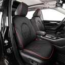 EKR Highlander Seat Covers for Toyota Highlander 2020 2021 2022 2023 2024 2025 2026,2nd Row Captain Chairs,Leather Car Seat Cover Full Set for Trucks SUV-Faux Leather(Black with Red Trim)