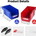 Stackable Storage Bins 12 Pack (7x5x4 Inch), Plastic Stackable Storage Organizer Bins Wall Mounted Hanging Small Parts Bin for Garage, Workbench & Office (Blue & Red)