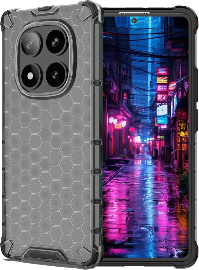 Ultra-Thin Honeycomb Shockproof Cover for Xiaomi Redmi Note 14 Pro 5G, Non-Yellowing Durable PC Back Anti-Scratch Drop Protection Phone Case for Xiaomi Redmi Note 14 Pro Transparent Black