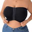 WDIRARA Women's Plus Size Strapless Front Closure Bandeau Bra Seamless Wireless Bralette Tube Top (Black, XXXL)