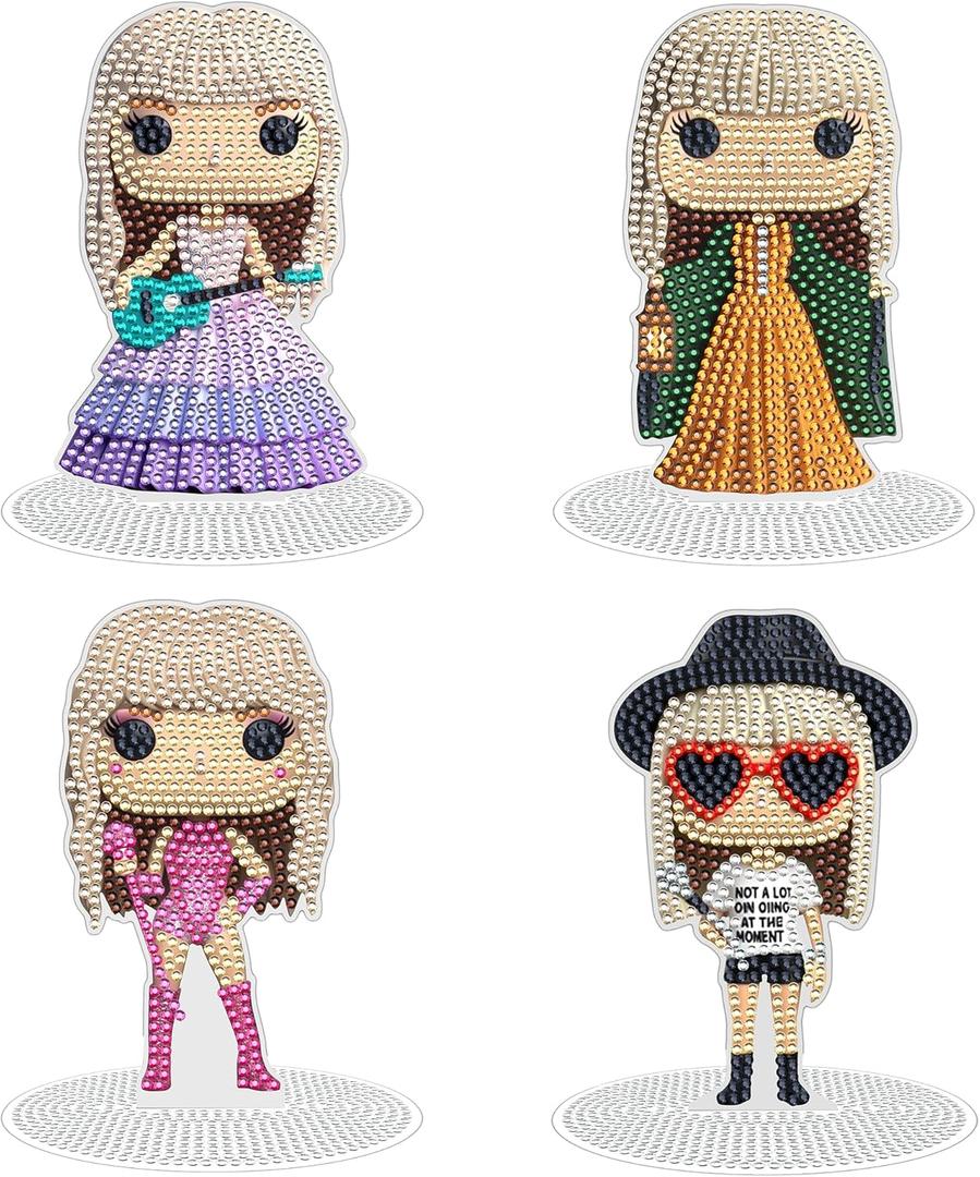 SnugMaker Tabletop Diamond Art Kits, Merch, 4 Pcs Acrylic Diamond Painting Kit, Stand Up Diamond Art Kits for Adults, Birthday Gifts for Women