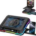 Tilted Nation Gaming Laptop Cooling Pad with USB Hub - Boost Performance, Stay Comfortable - RGB Laptop Cooler Stand with Adjustable Height & Fan Speed, RGB, USB (C + A) Hub, for 15.6" - 19" Laptops