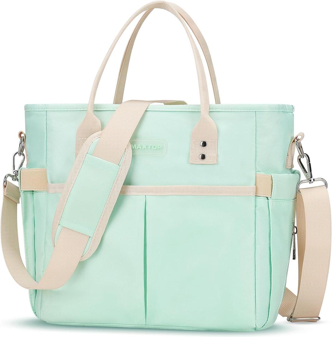 MAXTOP Lunch Bag Women for Work Insulated Thermal Lunch Box with Wide-Open Pocket Reusable Leakproof Cooler Bags with Removable Shoulder Strap for Teacher Nurse Office Picnic Travel (Large, Green)