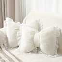 Yousoontic 2 Pcs Bow Pillows 15.7 * 12.6 in Coquette Throw Pillow Cute Bow Shaped Cushion Plush Lumbar Decorative for Girls Room Bed Sofa Couch Car(Velvet,White)