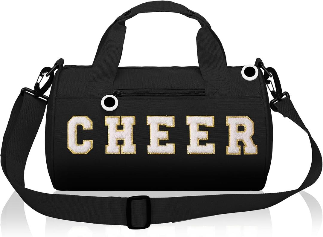 Black Cheer Bag for Girls Gym Sport 13x7 Inch Small Duffle Travel Dance Gymnastics Bags for Toddler Kid Girls Teens Student Athletes Workout
