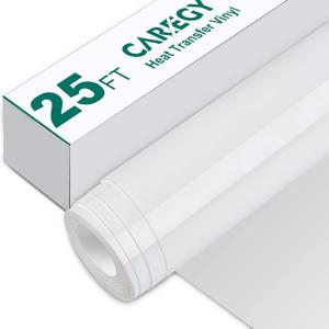 CAREGY HTV 12" x 25ft Roll - Iron On Heat Transfer Vinyl (White) CAREGY HTV 12" x 25ft Roll - Iron On Heat Transfer Vinyl (White)