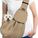 SlowTon Dog Carrier Sling - Thick Padded Shoulder Strap Adjustable Dog Carriers for Small Dogs, Puppy Carrier Purse for Pet Cat with Front Zipper Pocket Safety Belt Machine Washable (BRN, M) (L-Brown Water-Resistant)
