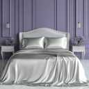 SLEEP SANCTUARY Satin Sheets King Size  4 Piece Luxury Silky Bed Set, Softer Than Silk, 15" Deep Pocket, Cooling & Wrinkle-Free, Moisture-Wicking & Breathable for Hair & Skin (Grey)