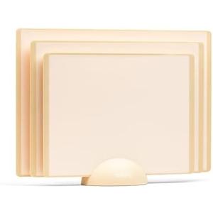 SMIRLY Plastic Cutting Board Set with Holder 3 Pieces, Non-Slip Dishwasher Safe Chopping Boards for Kitchen, Cream White,  3 Pack + Holder, Cream White