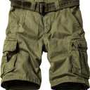 Mens Cargo Shorts Relaxed Fit Camo Casual Shorts Multi-Pocket Work Shorts with Pockets 11" Inseam (34, Military Green)