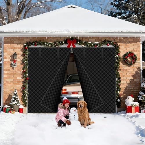 Garage Door Screen for Winter,Thermal Garage Door Insulation Kit, Magnetic Thermal Insulated Garage Cover Curtain, Garage Privacy Screen Blackout, Weatherproof Soundproof(8 x 7Ft)