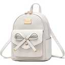 I IHAYNER Girls Bowknot Cute Leather Backpack Mini Backpack Purse for Women (White)