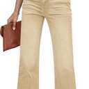 GRAPENT Womens Flare Jeans High Waisted Wide Leg Baggy Jean for Women Stretch Denim Pants (Beige, M)