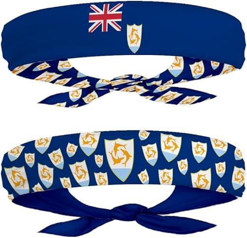 EVERYTHING CROPOVER Anguilla Flag Headband for Carnival, Fitness | Mens Womens Tieback Bandana Sweatband Thigh Leg Garter, Pack of 1