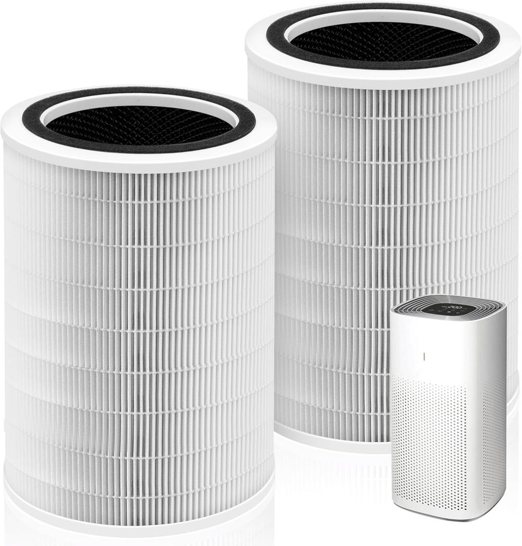 12010 HEPA Replacement Filter for Clorox Large Room Air Purifier 11010 & 11011,3-in-1 H13 True HEPA with Activated Carbon Filter,2 Pack