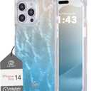 Cocomii - Rectangle Case Compatible with iPhone 14 Pro - Compatible with MagSafe, Real Mother of Pearl, Opalescent Seashell, Glossy, Magnetic Phone Case for iPhone 14 Pro 6.1 inch, Turquoise Beach