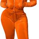yidengymx Womens 2 Piece Velour Tracksuit Two Piece Outfits for Women Long Sleeve Zip Up Crop Tops Sweatpants Sets Pockets, Medium