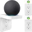 Outlet Shelf, Bathroom Wall Holder with Built-in Cable Management, Wall Organizer for Smart Home Decor Space Saving Electric Toothbrush Use as Echo Holder (Decora-style rectangular, 1, Pack)