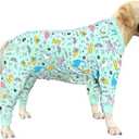 Dogs Cotton Pajamas with Dinosaur Pattern, Rainbow, Unicorn Onesie Jumpsuit for Large Dogs Full Coverage Sleeper Pets Shirts pjs(3XL,Blue Dinosaur)