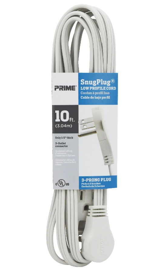 10ft 16/3 SPT-2 SnugPlug®3-Outlet Household Extension Cord White