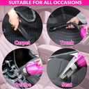 ThinkLearn Car Cleaning Kit, Car Vacuum Detailing Kit Interior with High Power Handheld Vacuum, Including 7Pcs Detailing Brush Set, Windshield Cleaner, Pink Car Accessories for Women