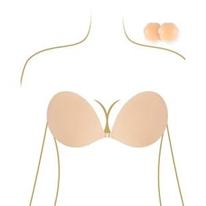 Niidor Adhesive Bra Strapless Ultra Sticky Invisible Push up Silicone Bra Multiple Colors Sizes Reusable for Backless Dress 