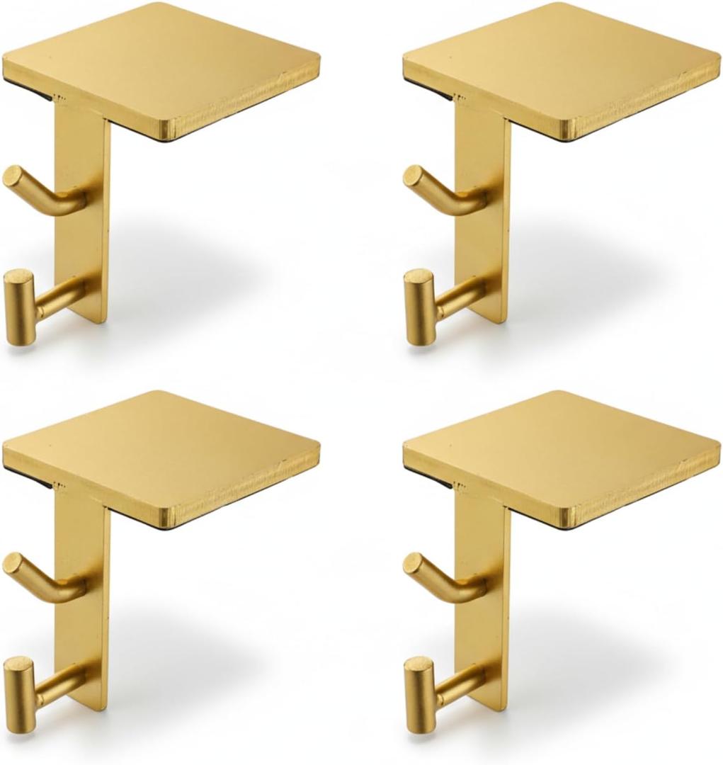 2 in 1 Fireplace Garland and Stocking Hangers for Mantel Heavy Duty Christmas Stocking Holders for Mantle Metal Garland Hooks Xmas Holiday Decoration(4 Pack,Gold)