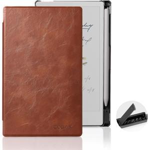 CoBak Case for Remarkable Paper Pro Move 7.3 inch 2025, Hard Back Shell Protective Lightweight Auto Wake/Sleep Smart Folio Cover with Built-in Pen Holder and Nibs Holder (Brown)