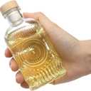 Kingrol 9 Pack 7 oz Glass Liquor Bottles with T-Top Stoppers, Vintage Sunflower Embossed Bottles, Small Glass Bottles for Whiskey, Wine, Syrups, Vanilla Extract