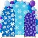 3 Pcs Snowflake Arch Backdrop Cover Set 4Ft 5Ft 6Ft Freeze Birthday Party Decorations Polyester Arch Stand Cover for Photo Props Cosplay Winter Holiday Backdrop Decor