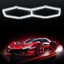 Hexagon Garage Lights, 42W 6500K Hexagon Lights Easy Install Super Bright Garage Lighting Ceiling LED for Garages Workshop Warehouse Basement Gym 3 Grid (2 HEX)