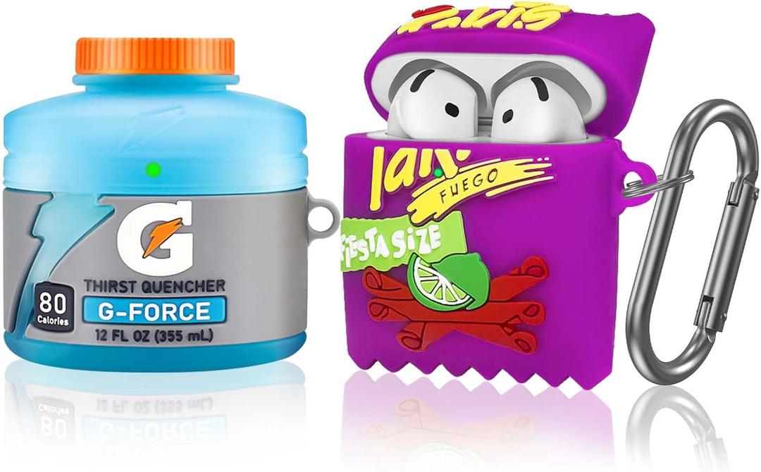 2-Pack Funny Case for Airpods 4 Cute (2024), 3D Cartoon Cute Airpods 4 Case Food Design Silicone Cover Compatible for Airpods 4 Case Airpod 4 Accessories with Keychain(Sport Water & Purple Potato)