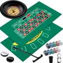 Roulette Wheel Set Include 10 Inch Roulette Wheel, Double Sided Felt, 200 Chips, Chip Rake, Acrylic Marker, Dealer Poker Button for Casino Game Blackjack Night Party Holidays(Green)
