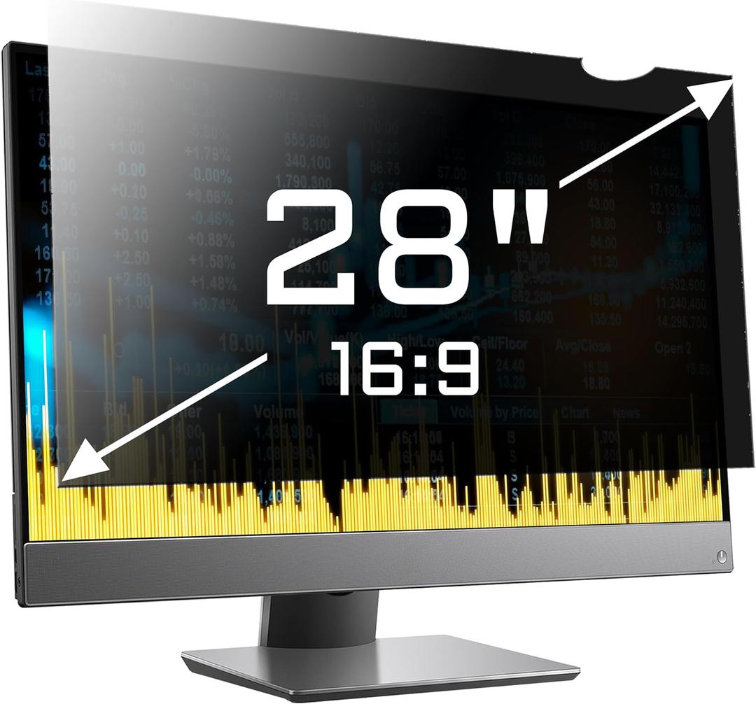 ZYY 28 Inch(diagonal) Computer Privacy Screen Filter (24 1/2  13 1/2) With Anti Glare,Blocks 96% UV,Anti Scratch Privacy Screen Protector Film 16:9 Aspect Ratio For Desktop Computer Monitor