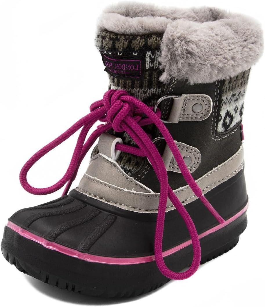  LONDON FOG Girls Toddler Tottenham Cold Weather Snow Boot, Toodler7 (Grey/Pink,)