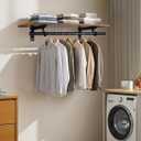 Closet Shelf with Hanging Rod, Heavy Duty (Black, 1 PACK 11.8" x 31.4")