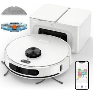 SHELIKI Robot Vacuum and Mop Combo, Self-Emptying Robotic Vacuums Cleaner LiDAR Navigation for Hard Floor