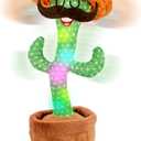 Dancing Cactus Toy, Talking Cactus Toys, Easter Volume Adjustable Gift for Baby Girls Boys Kids 3 6 9 12 Year Old, Repeat What You Say Toy of Easter Gifts-Hooded Beard